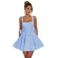 thumbnail image 1 of Vestido de bienvenida Dessiny, ajustado con lentejuelas, sin mangas, azul claro, 1 of 6