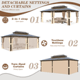 thumbnail image 3 of Hommow 12x20ft Hardtop Gazebo, Polycarbonate Double Roof Aluminum Gazebos, Outdoor Waterproof Pergola with Netting and Curtains for Backyard, Deck, Patio, 3 of 9