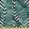 thumbnail image 2 of Ambesonne Tropical Fabric by the Yard Upholstery, Rainforest Foliage Striped, 1 Yard, Teal Grey, 2 of 5