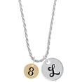 thumbnail image 1 of Delight Jewelry Goldtone Disc 1/2'' Number - 8 - Silvertone Script Initial Disc - L - Charm Necklace, 20"+3", 1 of 4