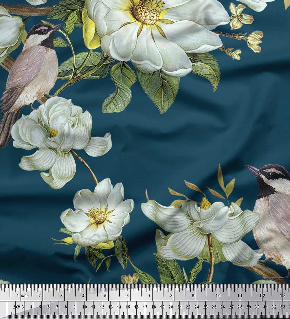 Floral Bounty Blue 42 Inch Cotton Poplin Pre Order
