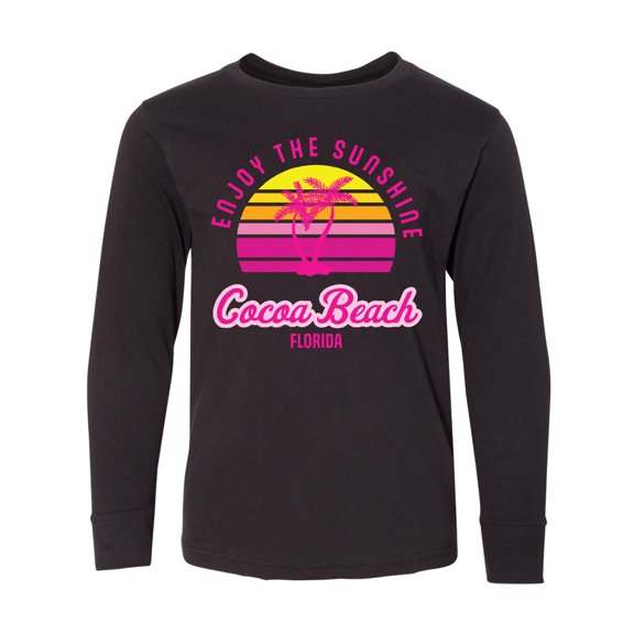 Inktastic Summer Enjoy the Sunshine Cocoa Beach Florida in Pink Long Sleeve Youth T-Shirt