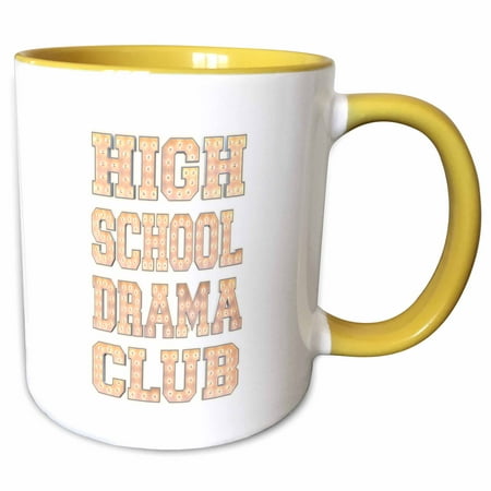 3drose High School Drama Club Title Graphics with Light Letters on White 11oz Two-tone Yellow Mug