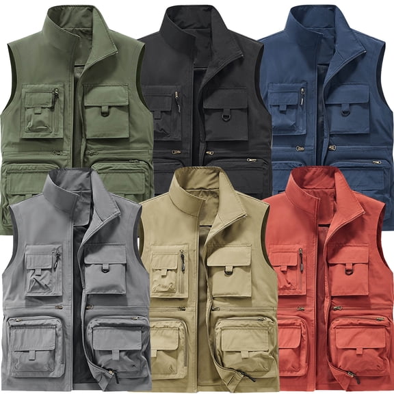 Purcolt Men's Utility Fishing Vest Lightweight Outdoor Work Safari Photography Travel Outerwear Vests Waistcoat Jacket with Multi Pockets
