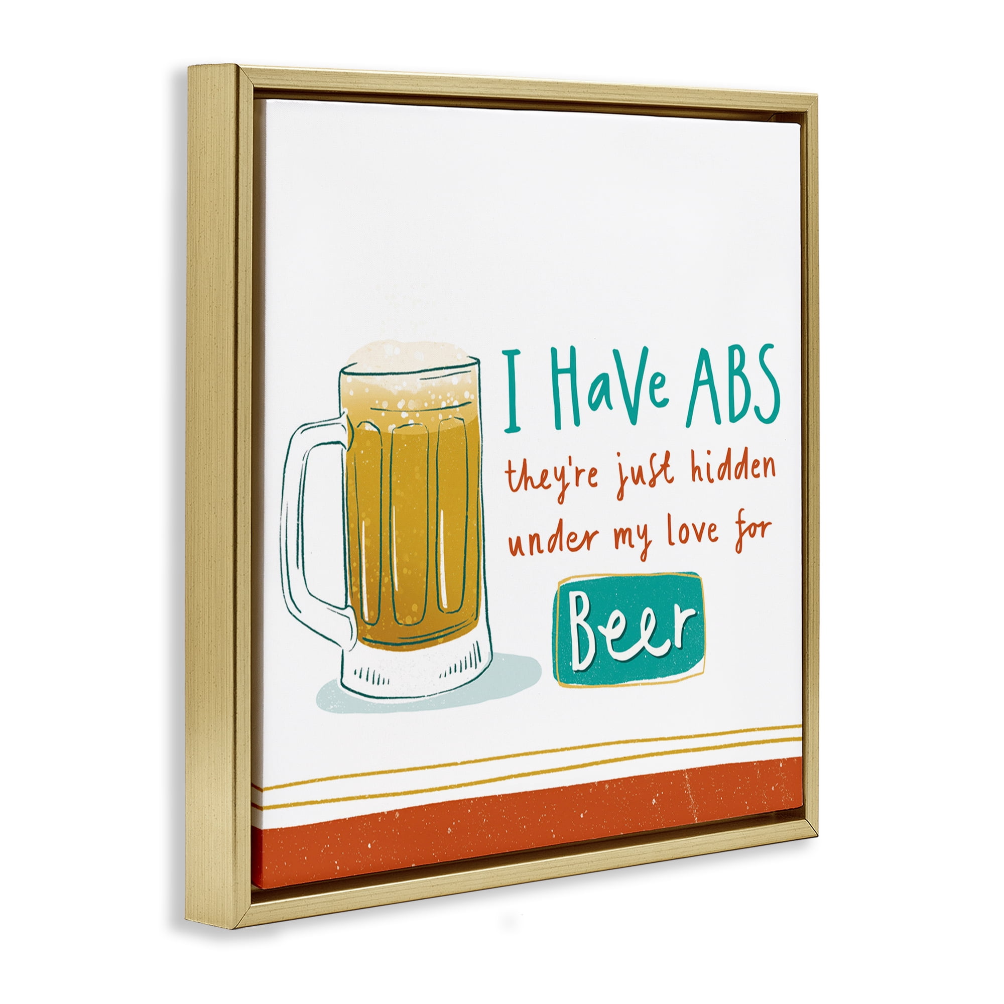 Stupell Industries Funny Beer Phrase Food & Beverage Painting Gold Floater Framed Canvas Art Print Wall Art, 25 x 25
