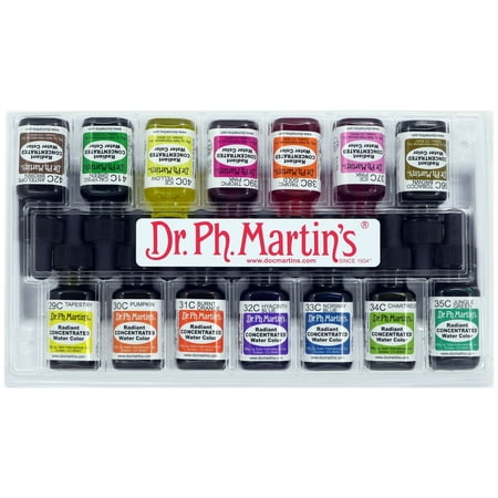 UPC: 0090385518108 | Dr. Ph. Martin s Radiant Concentrated Water Color  0.5 oz  Set of 14 (Set C)  Airbrush Kit