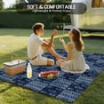 thumbnail image 4 of Vintage Floral Outdoor Rug for Patio/Deck/Porch, Non-Slip Large Area Rug 4 x 6 Ft, Abstract Flowers Patchwork Country Navy Blue Indoor Outdoor Rugs Washable Area Rugs, Camping Rug Carpet Runner, 4 of 8