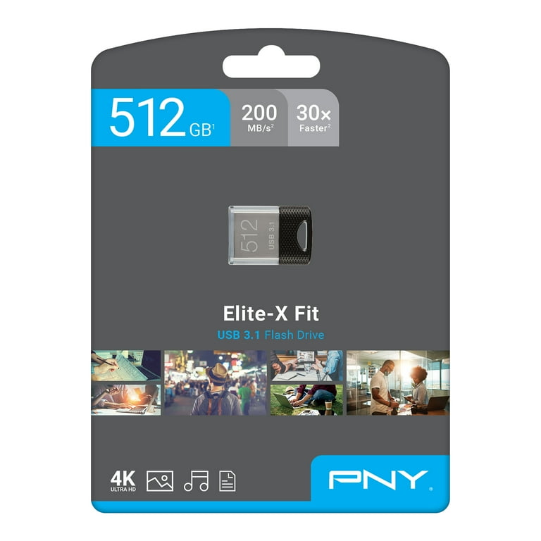 PNY　USBフラッシュドライブ Elite-X Fit P-FDI512EXFIT-GE　512GB PNY 512GB Elite-X Fit USB 3.1 Flash Drive - 200MB/s