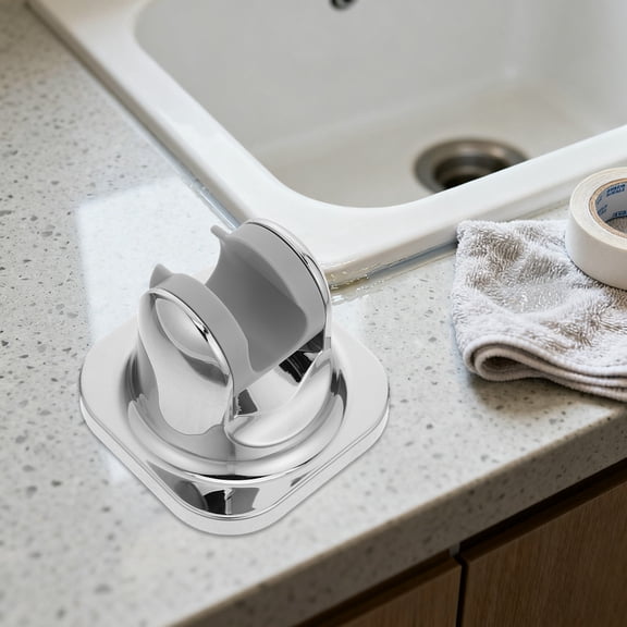 OUNONA Plated Silver Wall Mount Handheld Shower Holder with Strong Weight Bearing Stability