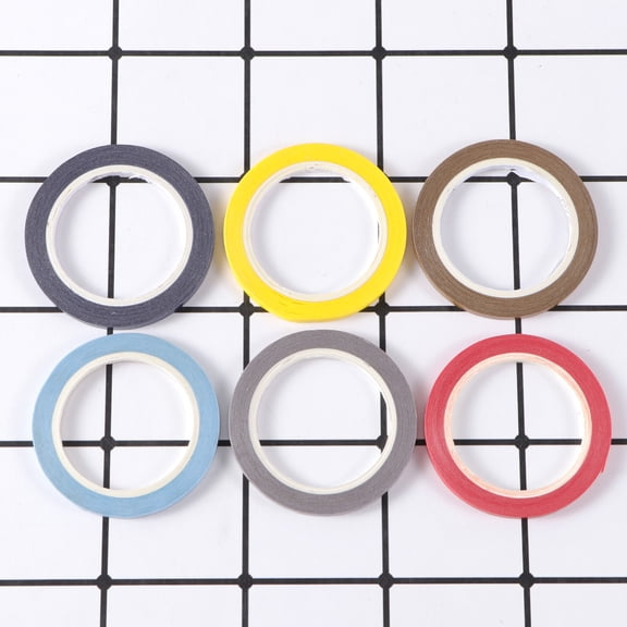 OUNONA 6 Rolls Solid Color Washi Tape Adhesive DIY Craft Project