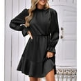 thumbnail image 1 of Vestido De Manga Larga Con VolantesColor PuroVestido CasualMedio Cuello AltoFibra De PoliésterCómodoCintura MediaDe Moda Para La Vida Diaria Para Citas Para Niñas. ANGGREK Otros, 1 of 6