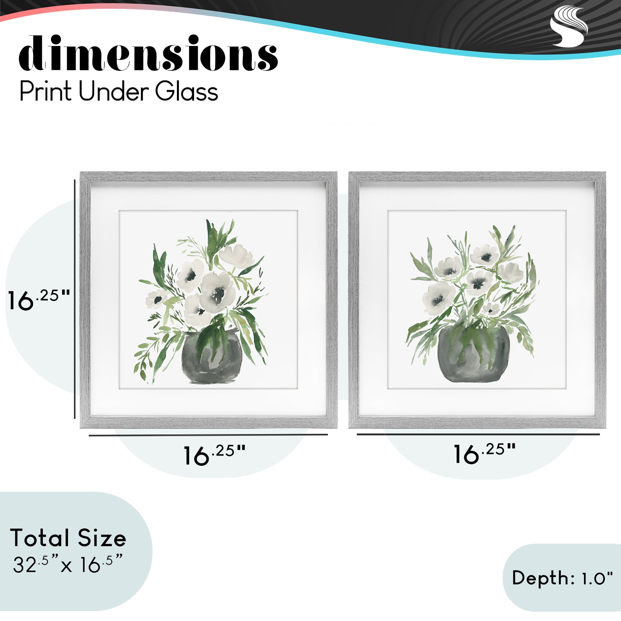 Stupell Industries White Anemone Vases 2 Piece Gray Framed Print Under Glass Set, design by Lucille Price