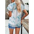 thumbnail image 5 of Tiered Short Sleeve Floral Blouse, White, Large, 5 of 5