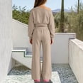thumbnail image 4 of Itsame Girls 2-Piece Sweatshirt Set, Crop Relaxed Straight Leg Pants Outfit Casual Sporty Jogger Suit Khaki Size 12, 4 of 6