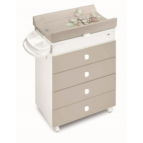 Sorelle Cassettiera Asia 4-Drawer Modern Wood Baby Bath in Multi-Color