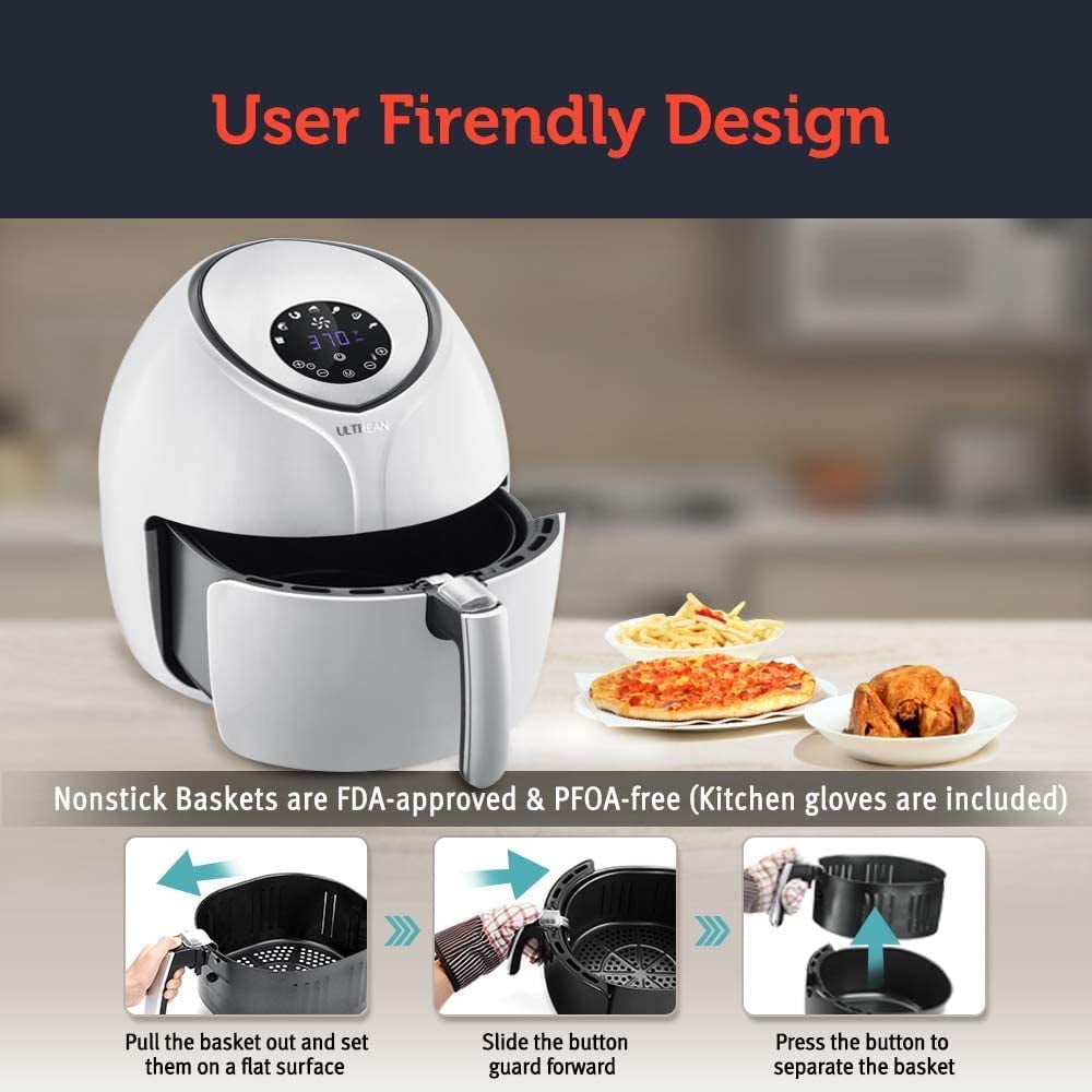  Ultrean Air Fryer, Stainless Steel Air Fryer Combo with  Roaster, Toaster, 6 Quart Non-Stick Basket, Digital Touch Screen with 8  Cooking Functions, 50 Recipes, Healthy Cooking, UL Certified : Home &  Kitchen