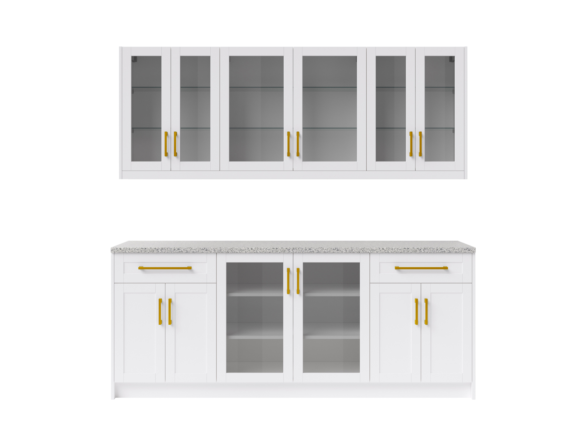 Home Bar 7Piece 24 in. Set with Contemporary Brushed Brass