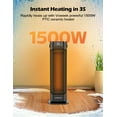 thumbnail image 6 of VAGKRI 24” Oscillating Ceramic Tower Space Heater，Fast Ceramic Heater with Thermostat and Remote,Portable Electric Heater with Tip-Over & Overheating Protection, 3 Modes for Bedroom, Office Black, 6 of 7