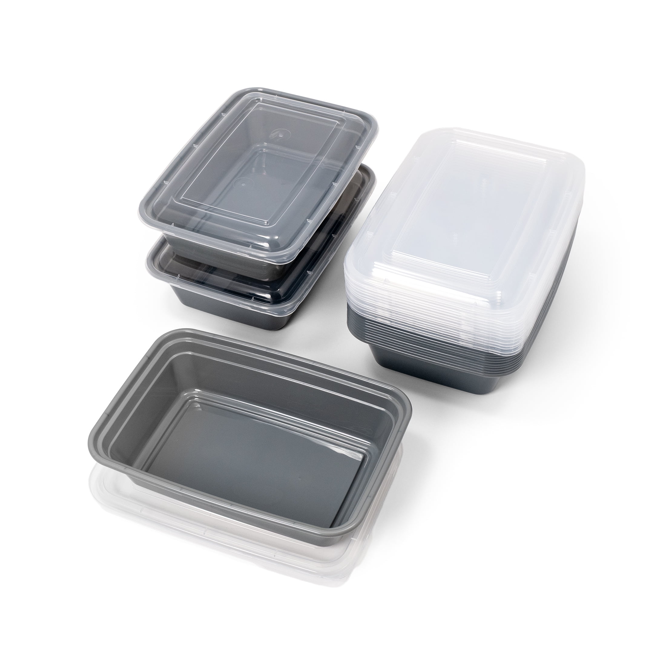Mainstays 60-Piece BPA-Free Plastic Meal Prep Food Storage Container Set, Soothing Grey