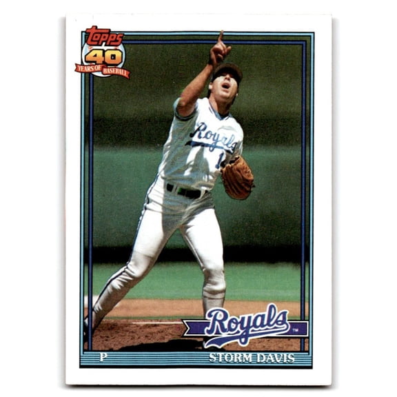 1991 Topps #22 Storm Davis NM Near Mint Kansas City Royals Baseball Card Kansas City Royals MLB Baseball Trading Card