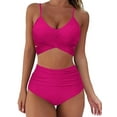 thumbnail image 2 of Fortune Women Cross Wrap Halter Bikini Set, High Waist Bathing Suits Push Up 2 Piece Swimsuits, 2 of 8