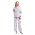 thumbnail image 2 of GLOBAL Women's 100% Cotton Flannel Pajama Set - Cozy Winter 2-Piece Loungewear with Button-Down Top & Pants, Size S-3XL, 2 of 7