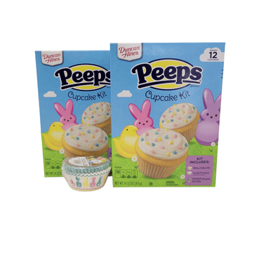 Pack of 2 Duncan Hines Peeps Cupcake Kit (14.52oz) with 48 count Bunny Cupcake Liners