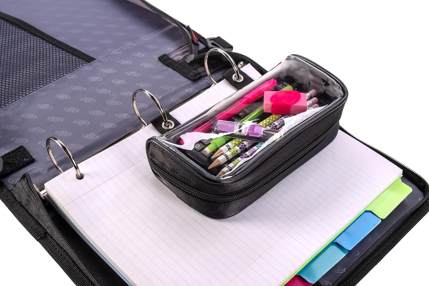 Case It 6-Piece Pack Clear Case Pencil Pouch - Six Pencil Cases-All BLUE