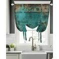 thumbnail image 5 of Teal Brown Board Tie Up Curtains for Window, Thermal Insulted Balloon Shade Adjustable Rod Pocket Curtains Valance Panels for Kitchen Bathroom Cafe 42 x 45 Farmhouse Vintage Wooden Grain, 5 of 6