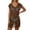 Brown, variant on Womens Printed V Neck Short Sleeve Mesh Beach Cover Up Swimsuit Cover Up Sheer Bathing Suit Lightweight Breezy Summer Tunic Brown L