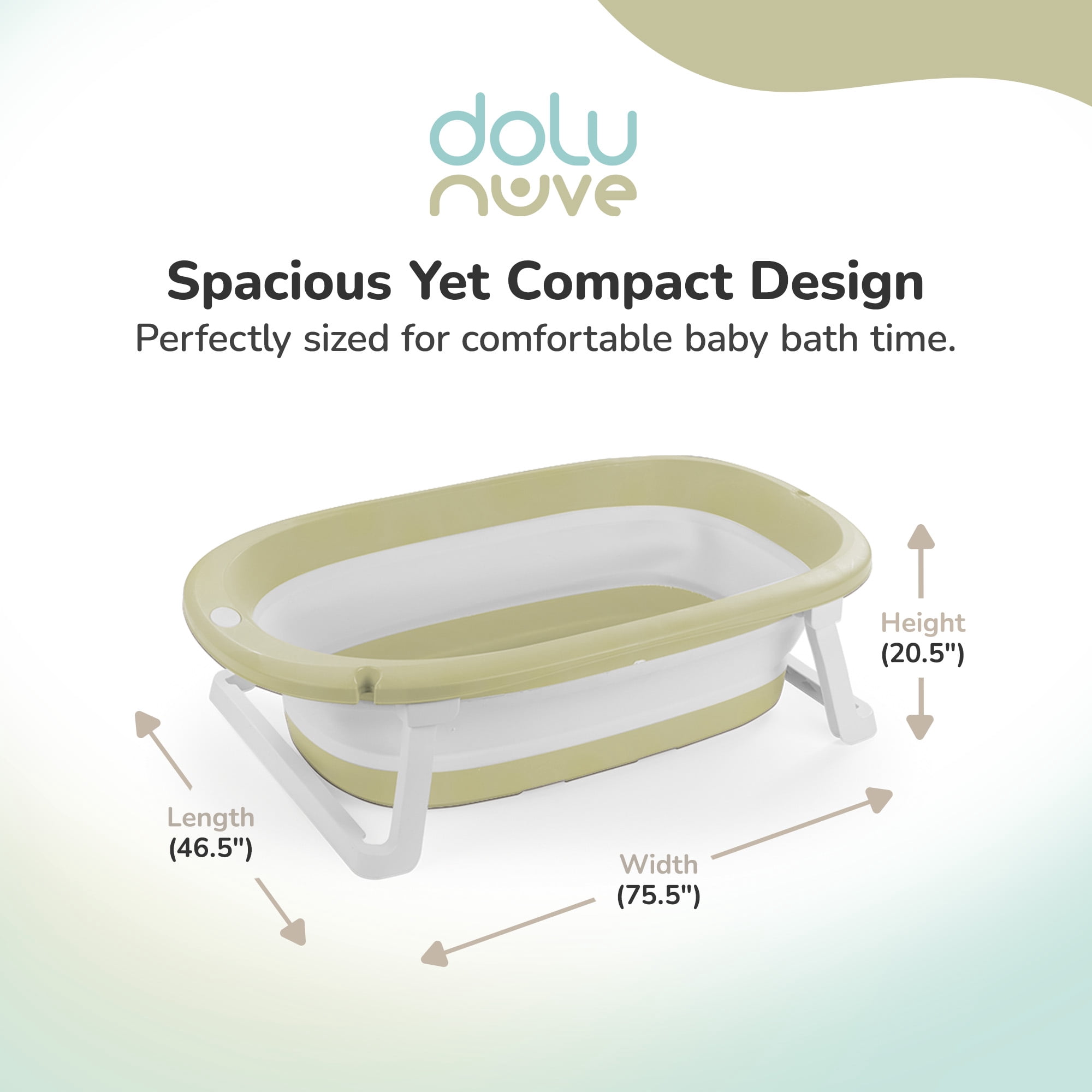 Dolu Nuve Foldable Baby Bathtub Collapsible Infant Bath Tub for Newborns, Eco Green