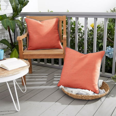 Mozaic Company Sunbrella Cast Coral/ Spectrum Denim Indoor/ Outdoor Pillow (Set of 2) 22 in x 22 in