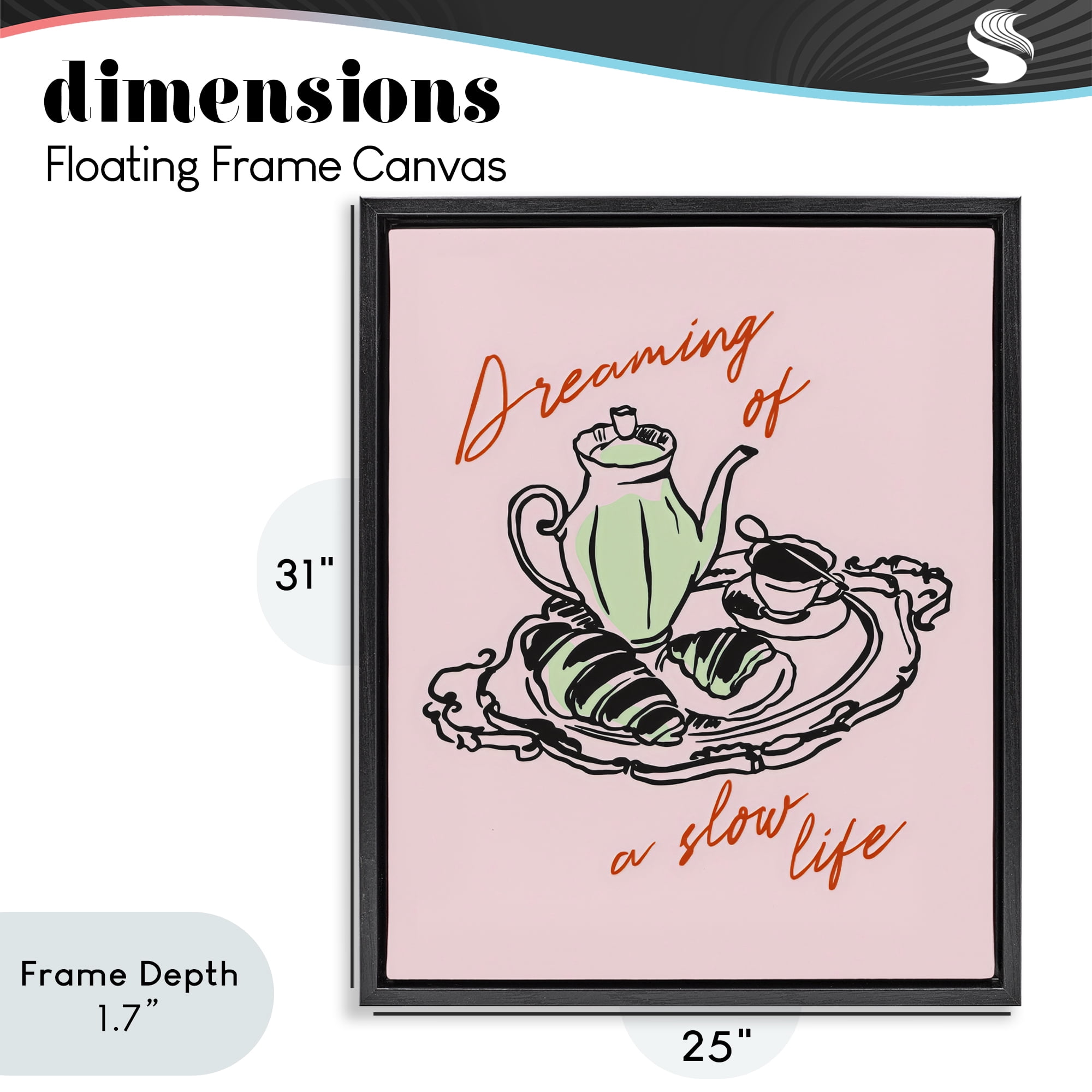 Stupell Industries Slow Life Tea Platter Black Framed Floater Canvas Wall Art, design by The Prints Vibe