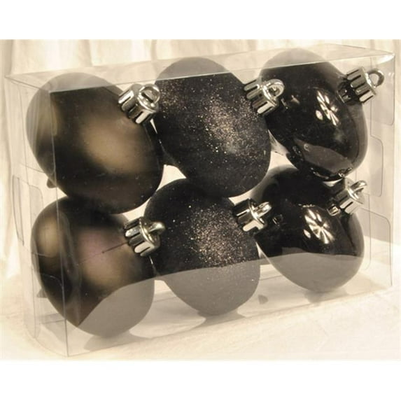 Queens of Christmas WL-ONION-S-6PK-BK Black Smooth Onion Ornaments - 6 Pack