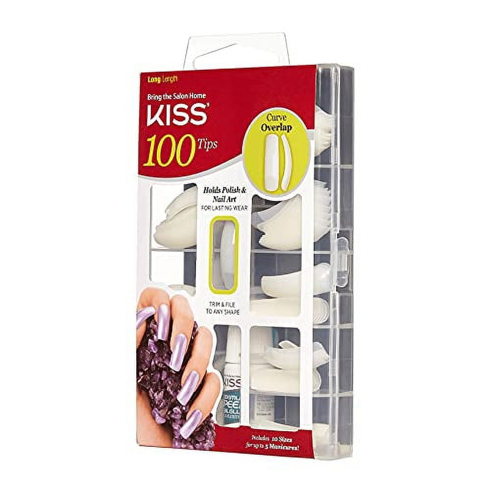 KISS 100 Full Cover Fake Nails Kit, Medium Length - Active Oval - Walmart .com