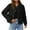 *Black, variant on Womens Cropped Faux Suede Jacket ,Long Sleeve Snap Button Trendy Outerwear Coats Red,Womens Plus S