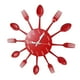 thumbnail image 4 of Reloj de pared, reloj de cocina, reloj de cuarzo, reloj de cubiertos, Ø 34cm, sala de estar rojo, 4 of 9