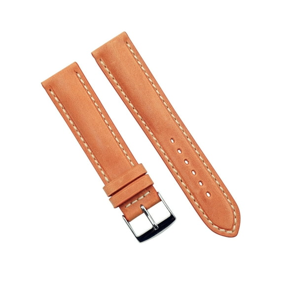 20mm Salmon Vintage Leather Watch Band with Ecru Stitch