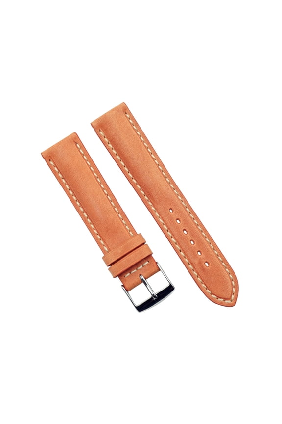 20mm Salmon Vintage Leather Watch Band with Ecru Stitch