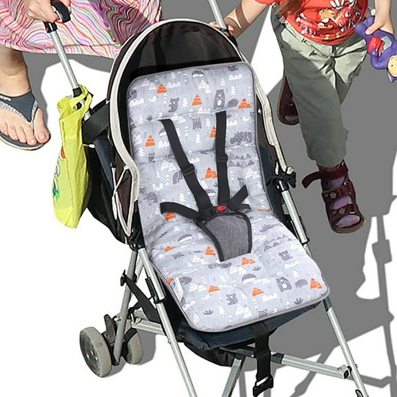 YaoZQ Baby Stroller Liner 1pc, Grey Universal Car Seat Cushion for and Toddlers, Padded Head and Body Support Insert for All Seasons, Reversible Stroller Pad for High Chair and Swing