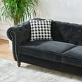 thumbnail image 6 of 87" Chesterfield Loveseat Sofa, Comfy Velvet Cloud Couch with Roll Armrest & Nailhead, Modern 3-Seater Tufted Corner Couch for Living Room, Black, 6 of 9