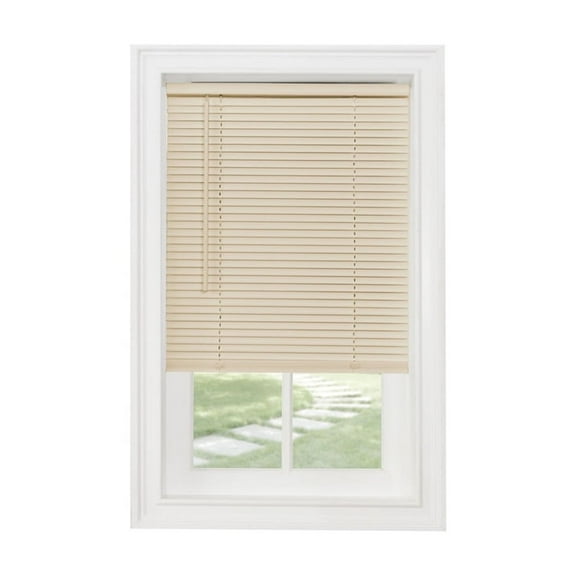 HomeStock Cool 1" Light Filtering Mini Blind - 46x48 - Alabaster - Cordless, Light Filtering, PVC Construction, Tilt Wand Operation, Hidden Mounting Brackets