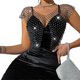 thumbnail image 1 of Crystal Diamond See Through Crop Top Summer Women V-Neck Hollow Beachwear Tanks Tops Shining Sexy Fashion Party Clubwear Black L, 1 of 4