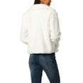 thumbnail image 3 of Abrigo Corto de Piel Sintética para Mujeres Moda Invierno Chaqueta Abierta Solapa Notch Manga Larga Abrigo Esponjoso L Blanco, 3 of 7