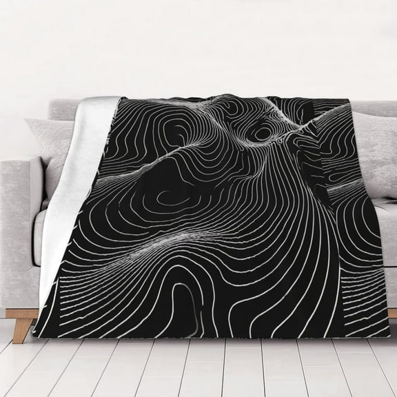 Black White Topo Earth Warm Cozy Plush Throw Blanket for Couch Bed Sofa 40"x30"