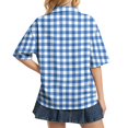 thumbnail image 5 of Sewkxo Polo à Manches Courtes pour Femmes, Col Oversize, T-Shirt à Enfiler Y2k, Décontracté, Ample, Mode Urbaine, Chandail de Rugby, Bleu P, 5 of 5