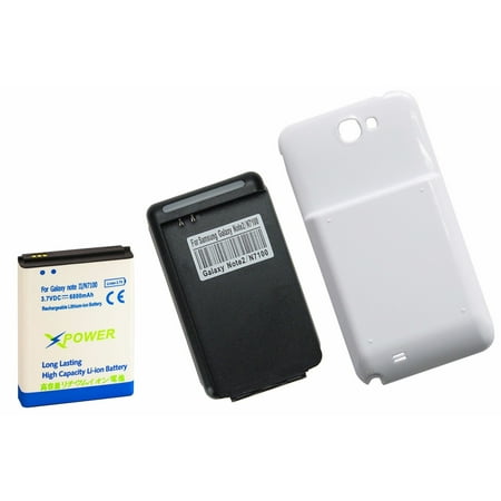 High Capacity Battery Door - X Power 6800mAh High Capacity Battery + White Door + Charger for Galaxy Note 2