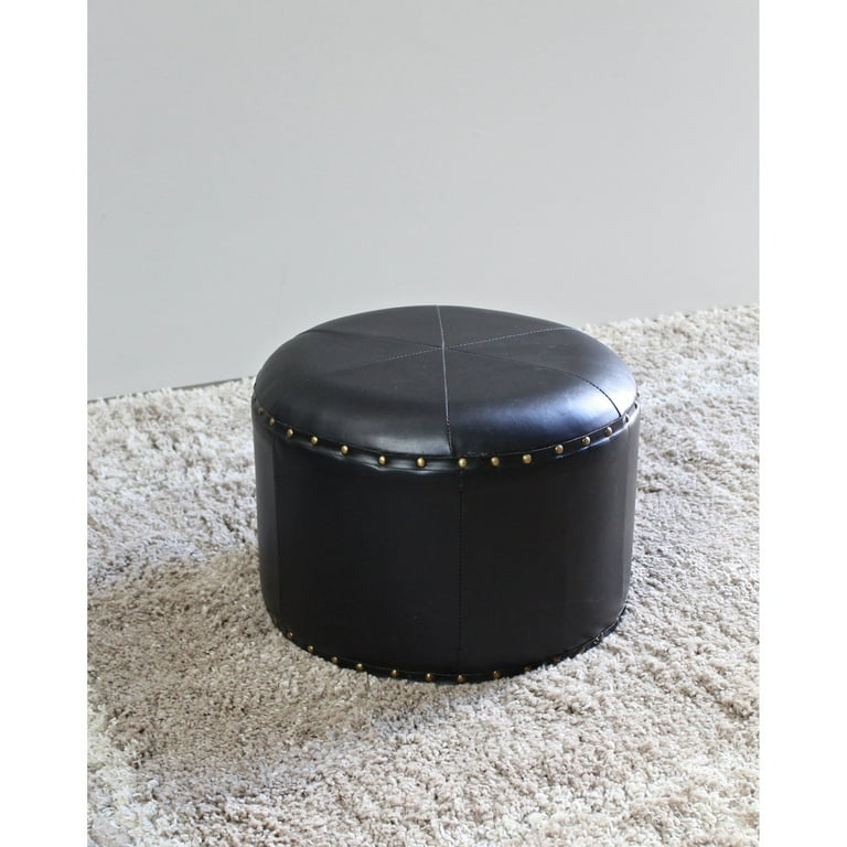 International Caravan Mini Round Faux Leather Stool International Caravan Mini Round Faux Leather Stool