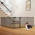 thumbnail image 2 of Gymax 6-Panel Adjustable Pet Safety Fence w/Auto-close Door & Double Locking System Black, 2 of 10