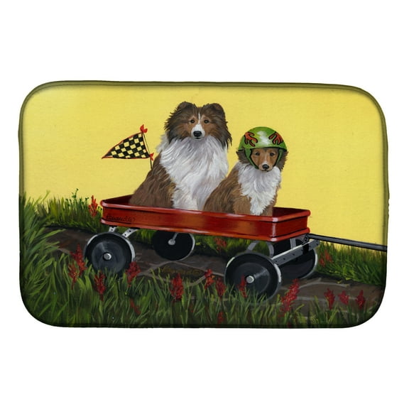 Carolines Treasures PPP3272DDM Absorbent Dish Drying Mat for Kitchen Counter Sheltie Sheepdog Express Dish Drying Mat